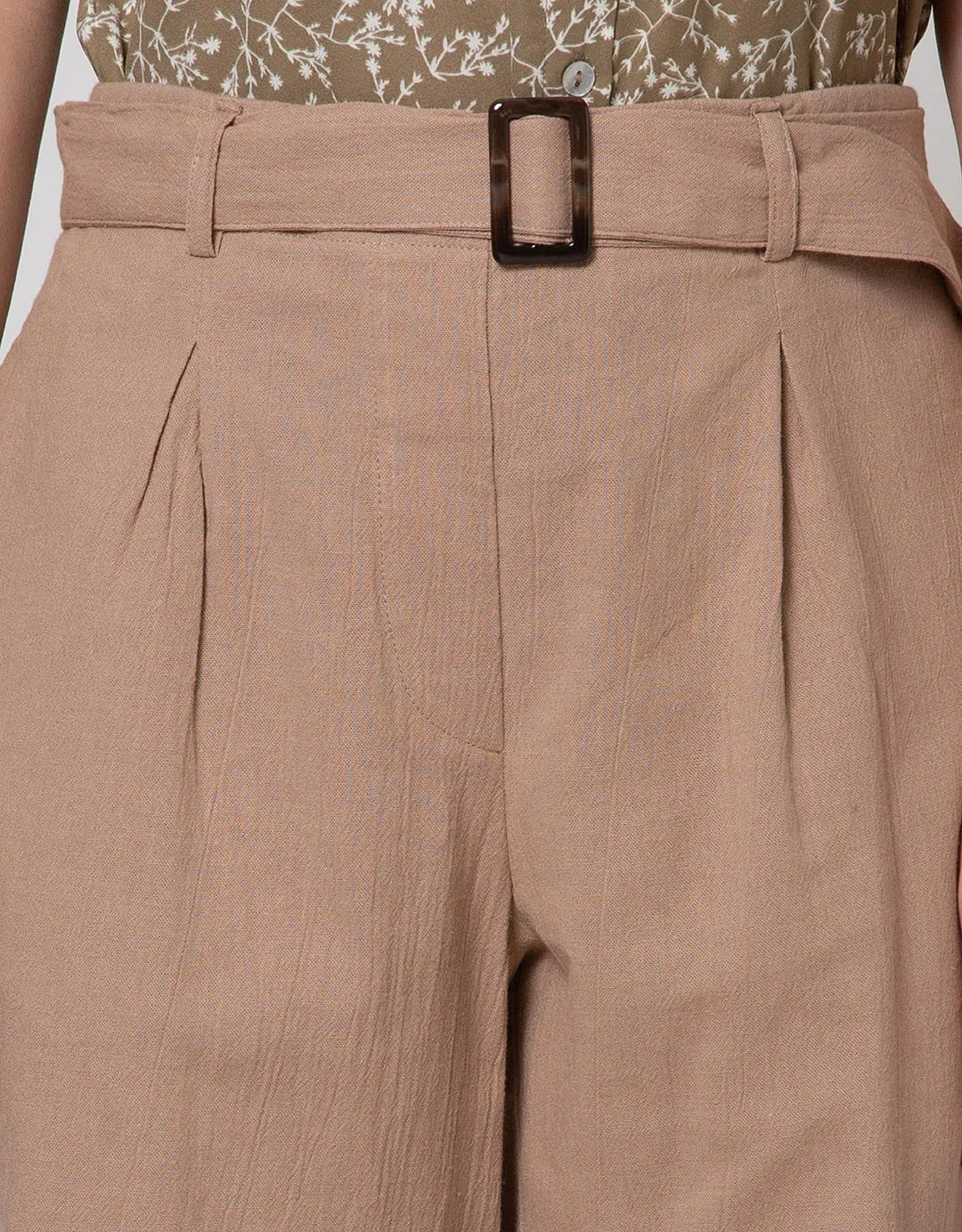 Connexion Bermuda Pants Linen Look With Buckle