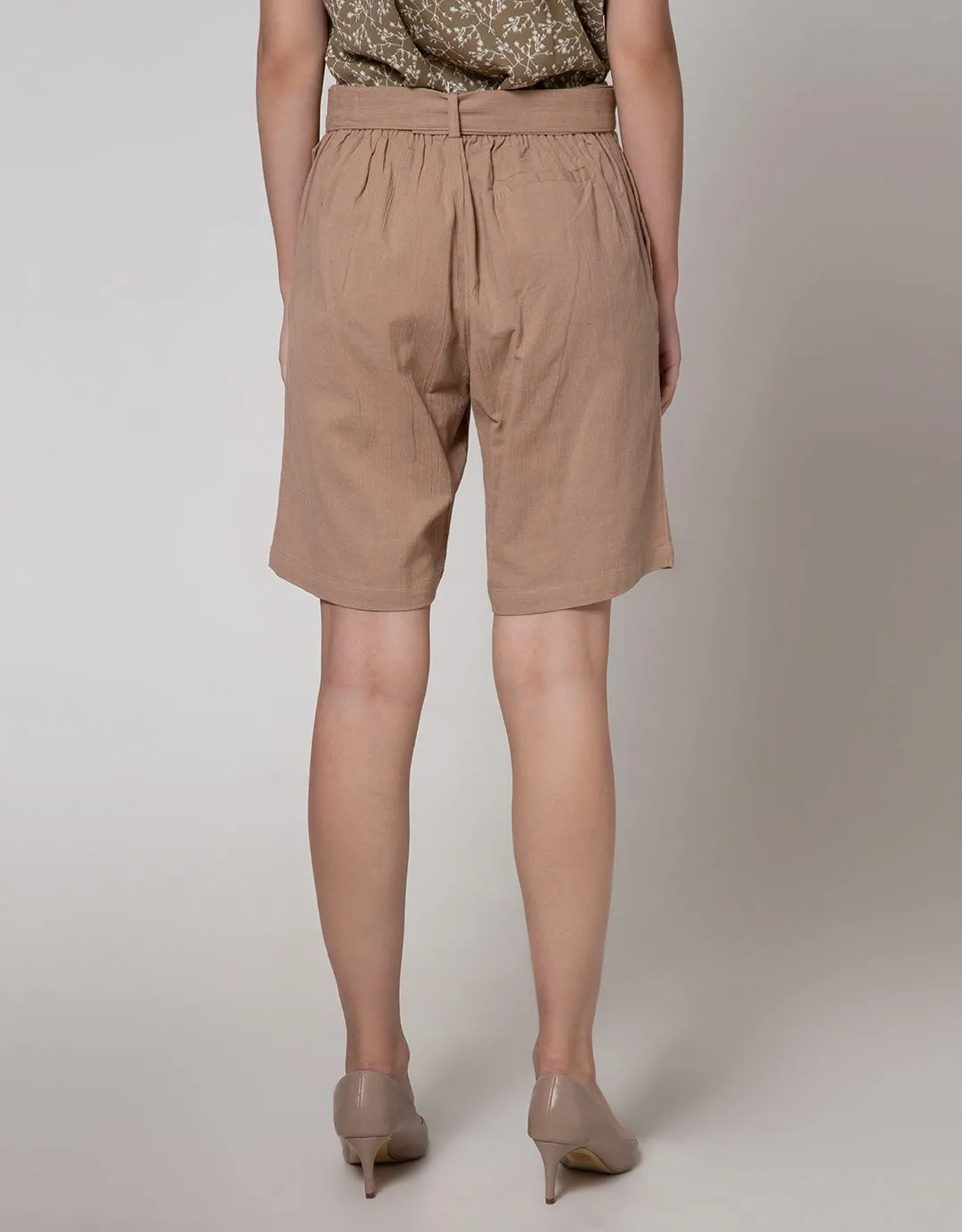 Connexion Bermuda Pants Linen Look With Buckle