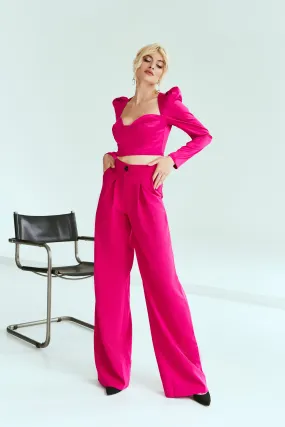 Crimson High Waist Fitted Palazzo Pants