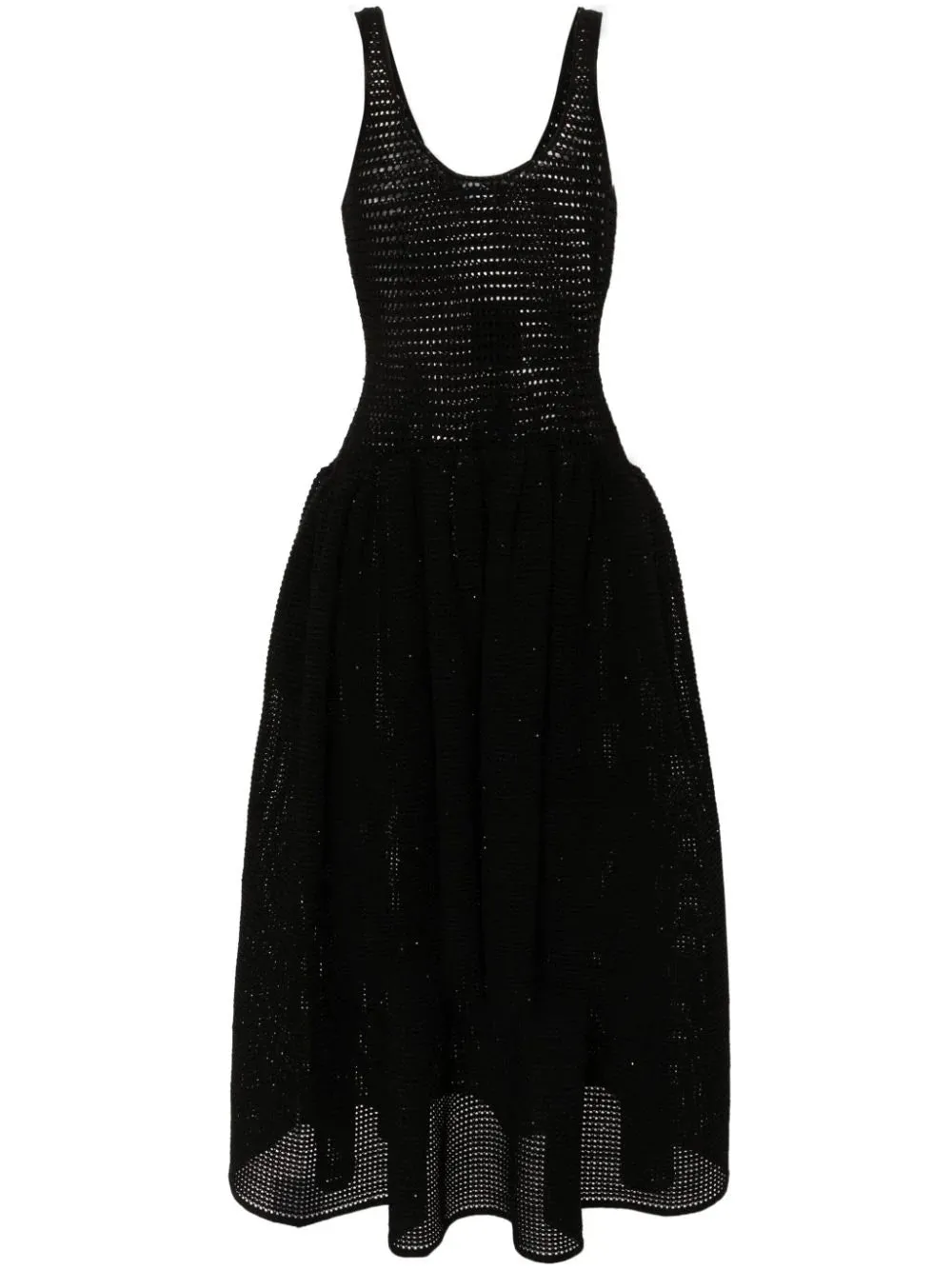 crochet-knit midi dress