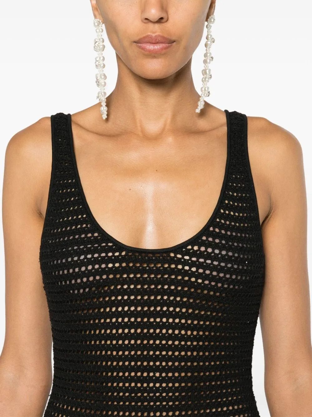 crochet-knit midi dress