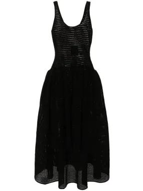 crochet-knit midi dress