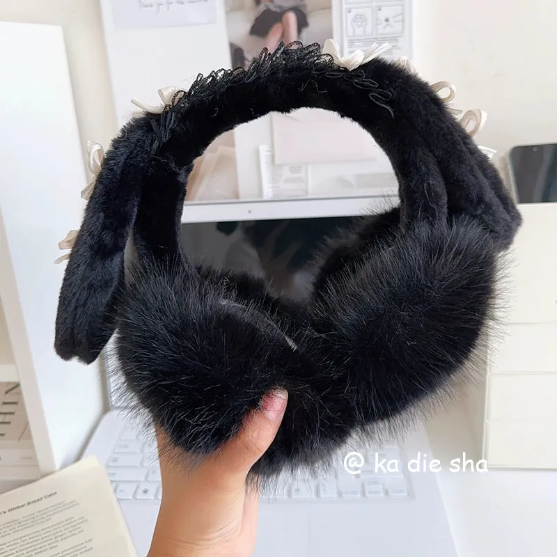 Cute Rabbit Ear Earmuffs  Warm Winter Cold Protection