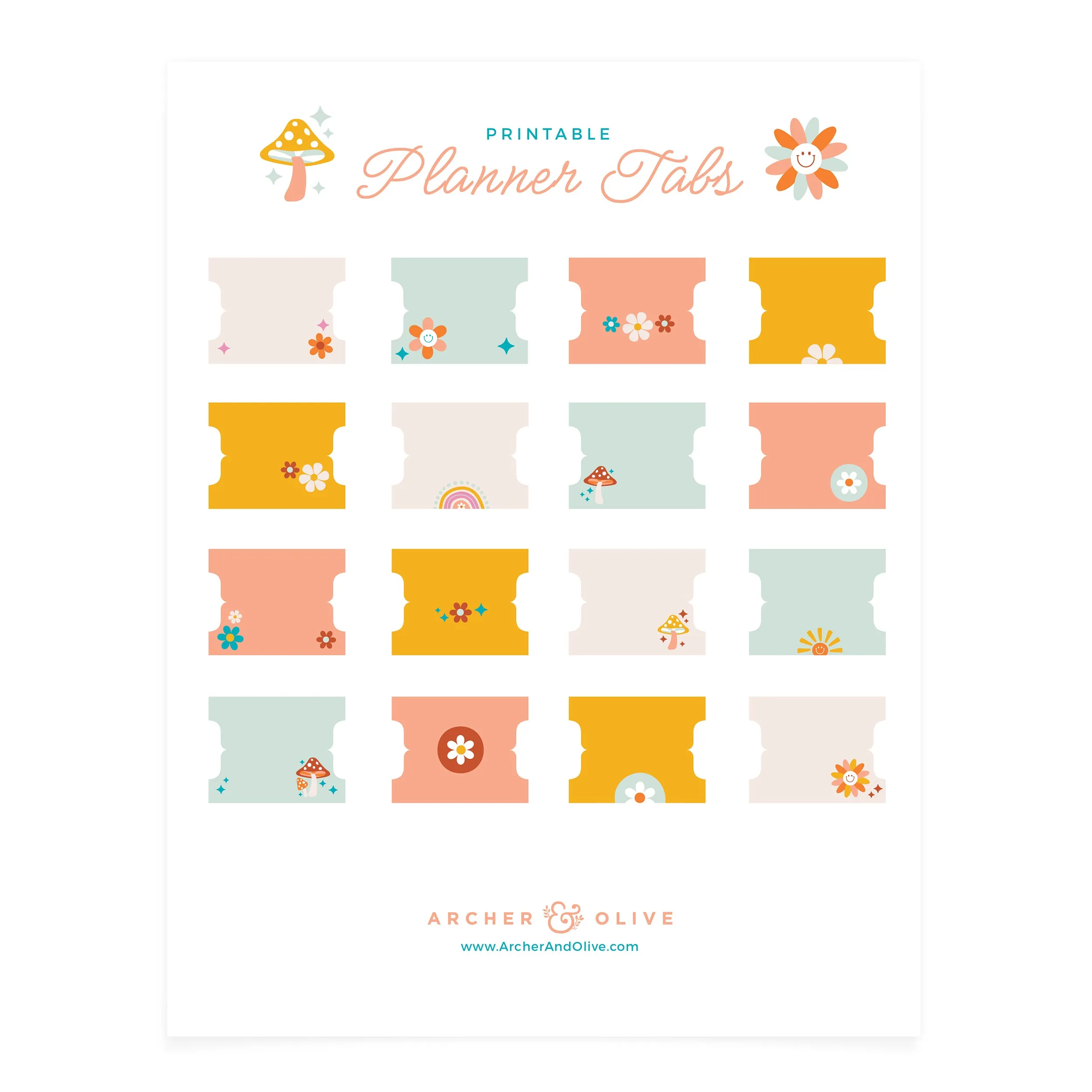 Daisy & Denim Printable Planner Tabs