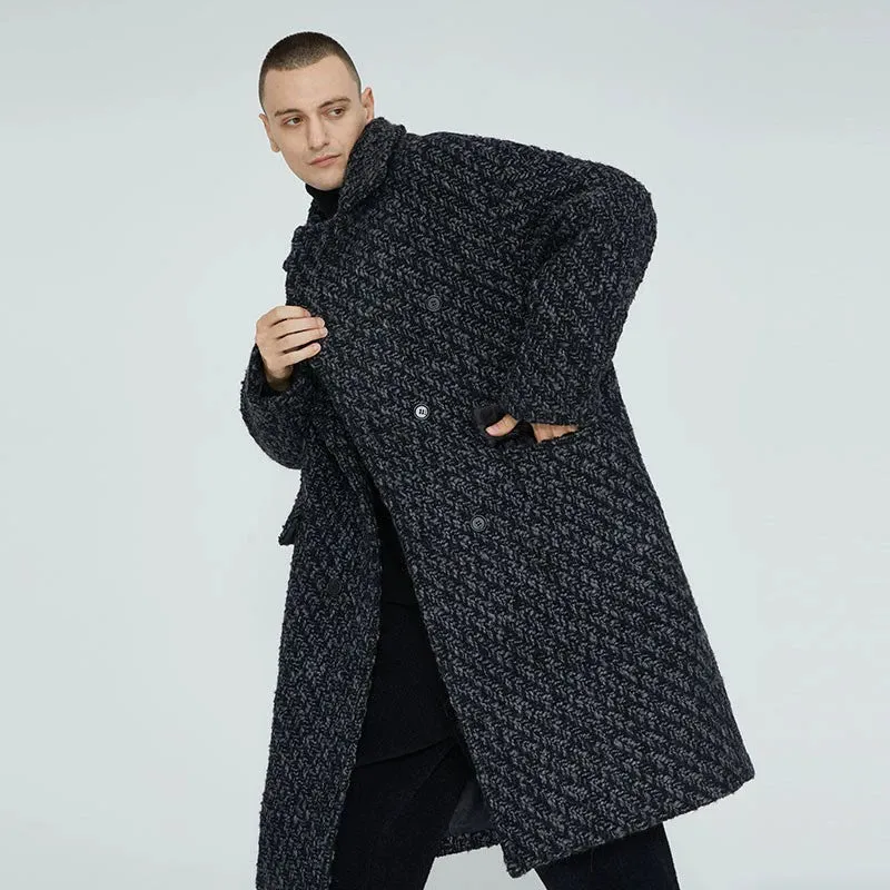 Dark Textured Wool Overcoat