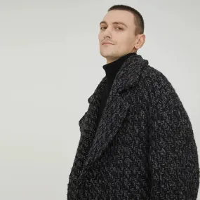 Dark Textured Wool Overcoat
