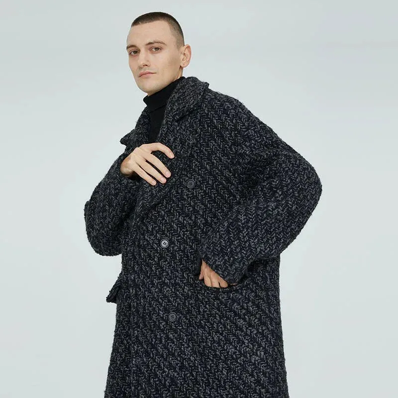 Dark Textured Wool Overcoat