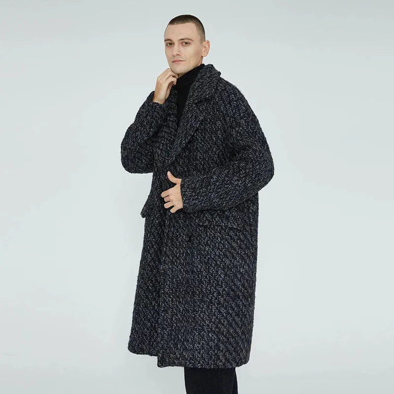 Dark Textured Wool Overcoat
