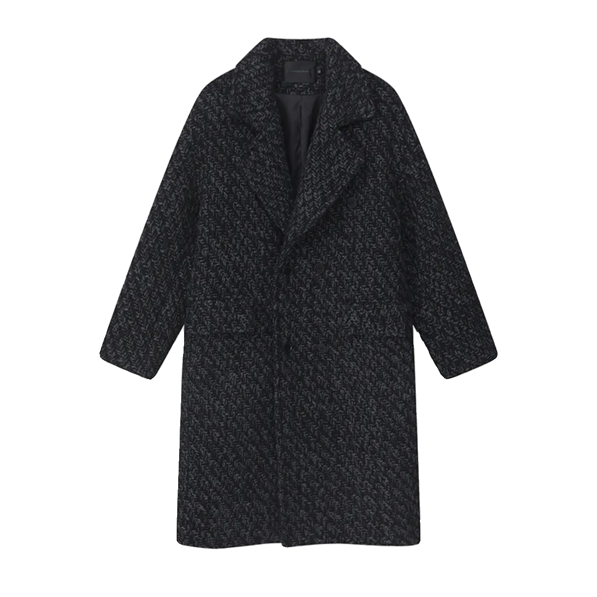 Dark Textured Wool Overcoat