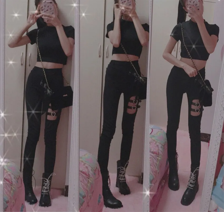 'Dead Walking' Black Alt Heart Shaped Pants