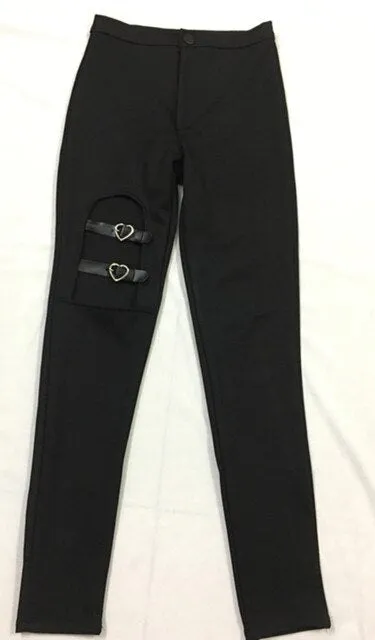 'Dead Walking' Black Alt Heart Shaped Pants