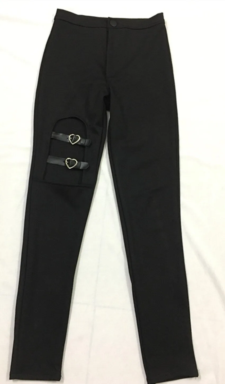 'Dead Walking' Black Alt Heart Shaped Pants