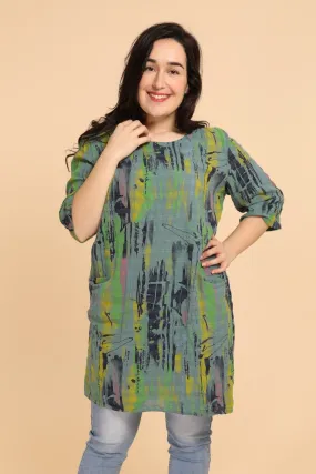 Dora 3/4 Sleeve Tunic Khaki