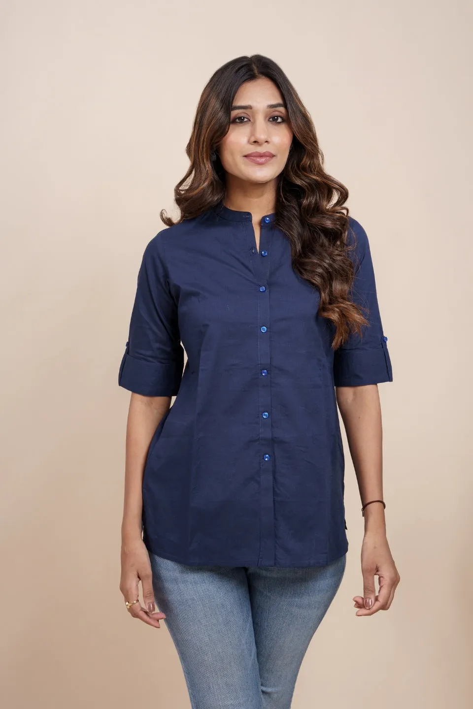 Ekisha's women navy blue designer dyed cotton tunic top short kurti