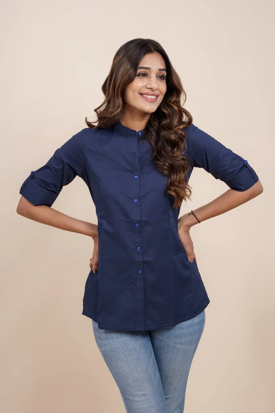 Ekisha's women navy blue designer dyed cotton tunic top short kurti