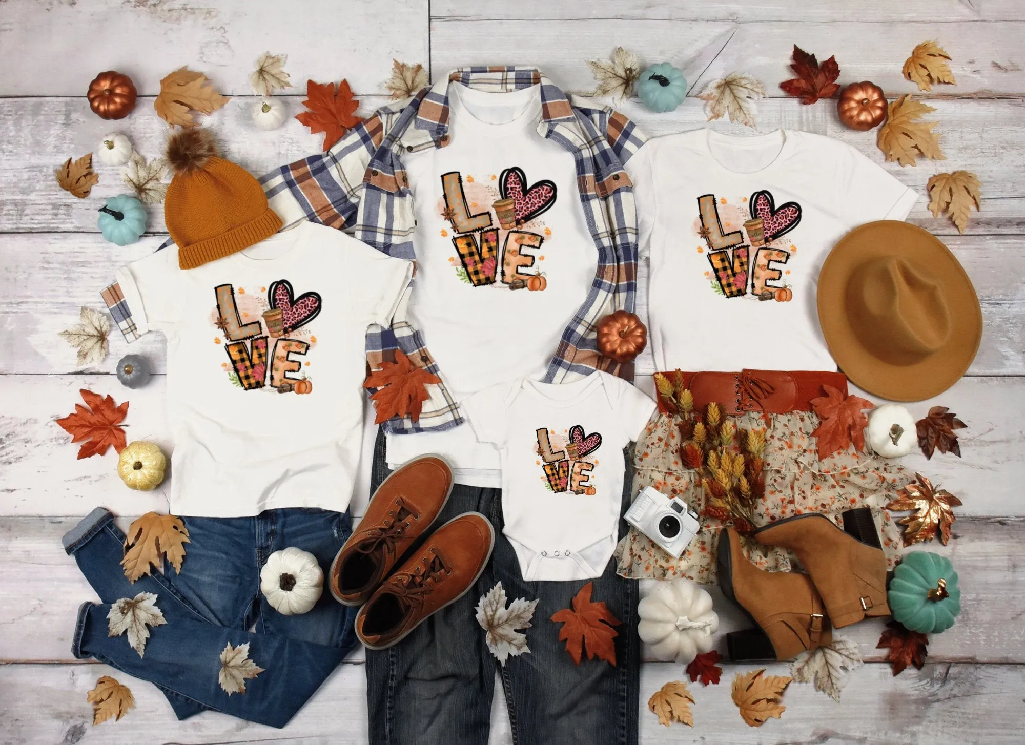 Fall Love Cheetah Shirt,Tank, Sweatshirt and Matching Family Shirts. Perfect for a Fall, Autumn or Thanksgiving Gift