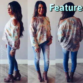 FEATURE TieDye ColdShoulder Knit Tunic Top