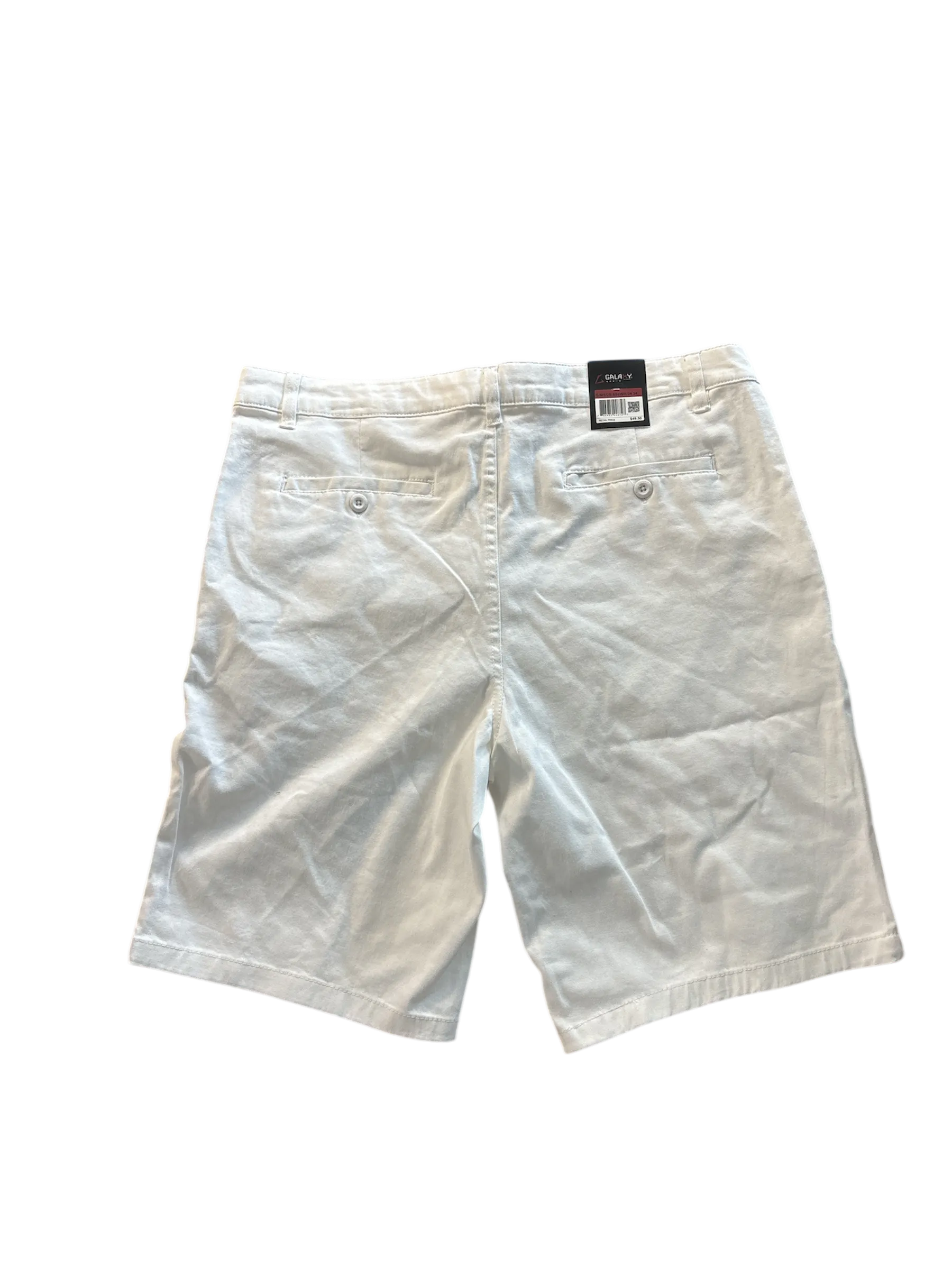 Galaxy By Harvic Mens Slim Fit Chino Shorts 34 White Solid Stretch