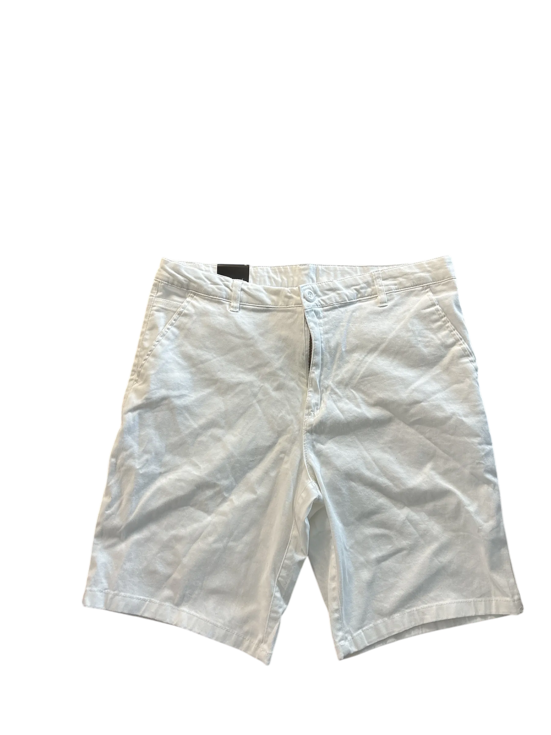 Galaxy By Harvic Mens Slim Fit Chino Shorts 34 White Solid Stretch