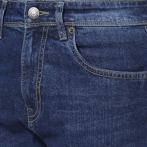 Giordano Men's Mid Rise Slim Fit Clean Look Stretchable 5 Pocket Jeans Blue