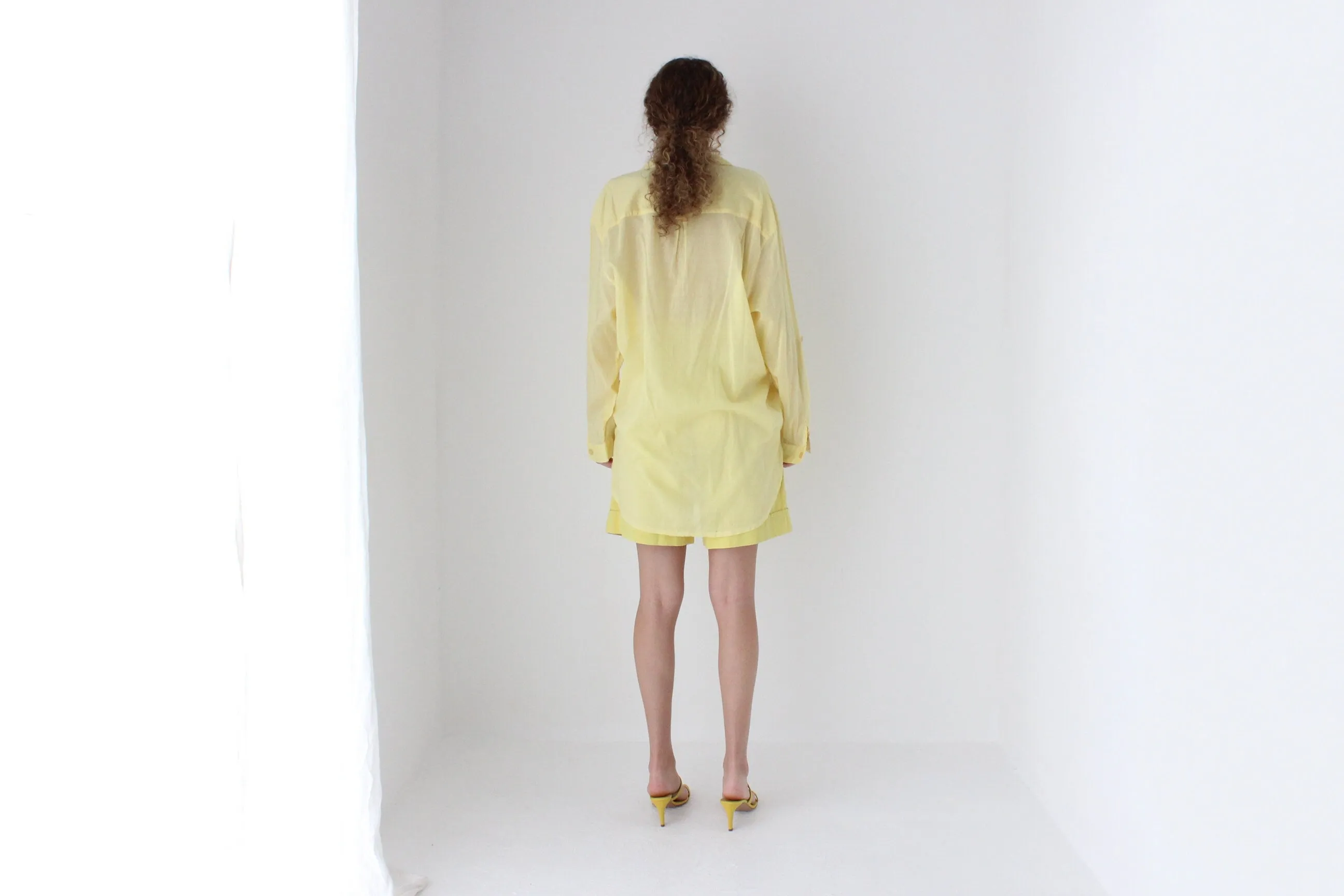 Gorgeous 90s Sheer Cotton Gauze Shirt Dress