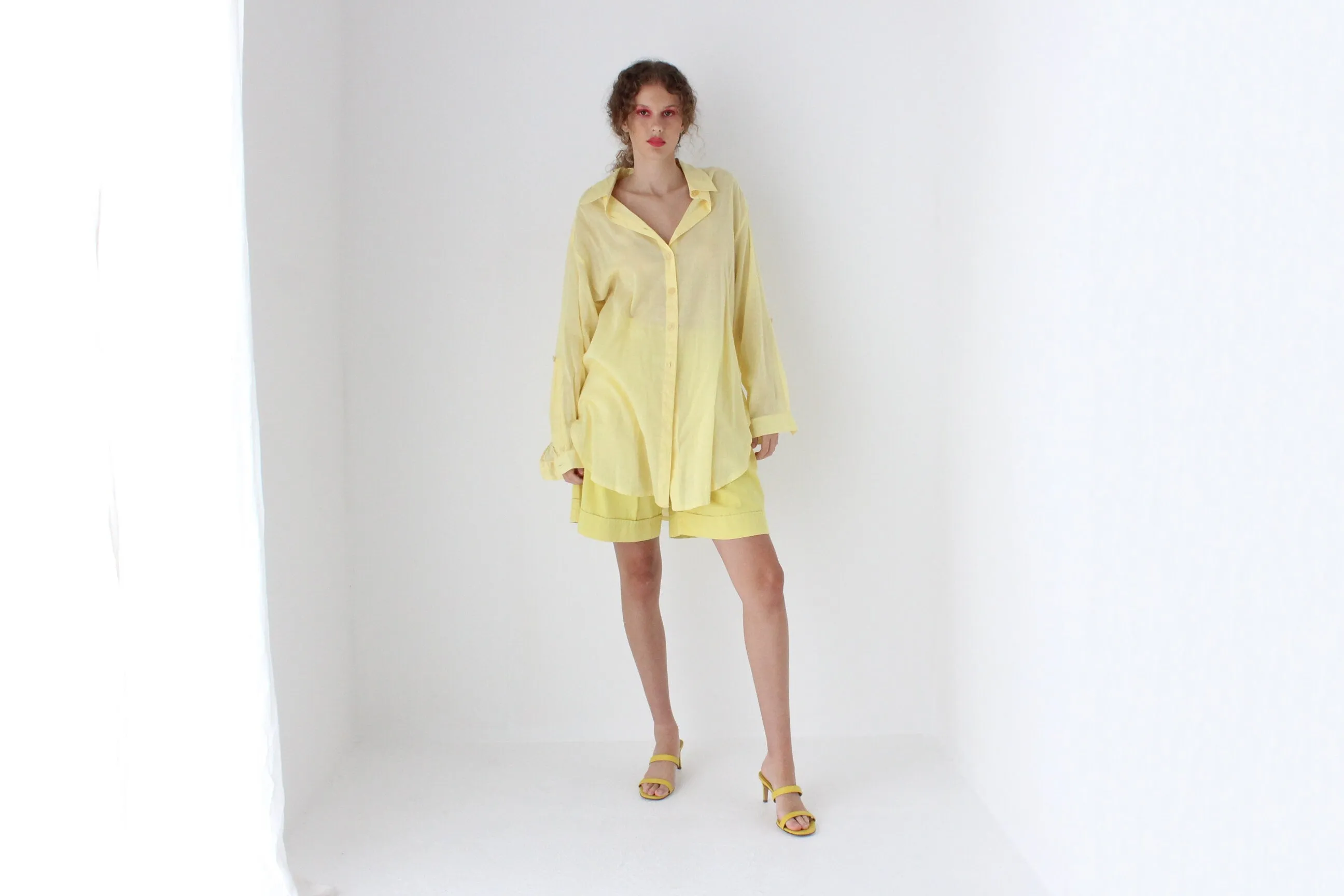 Gorgeous 90s Sheer Cotton Gauze Shirt Dress