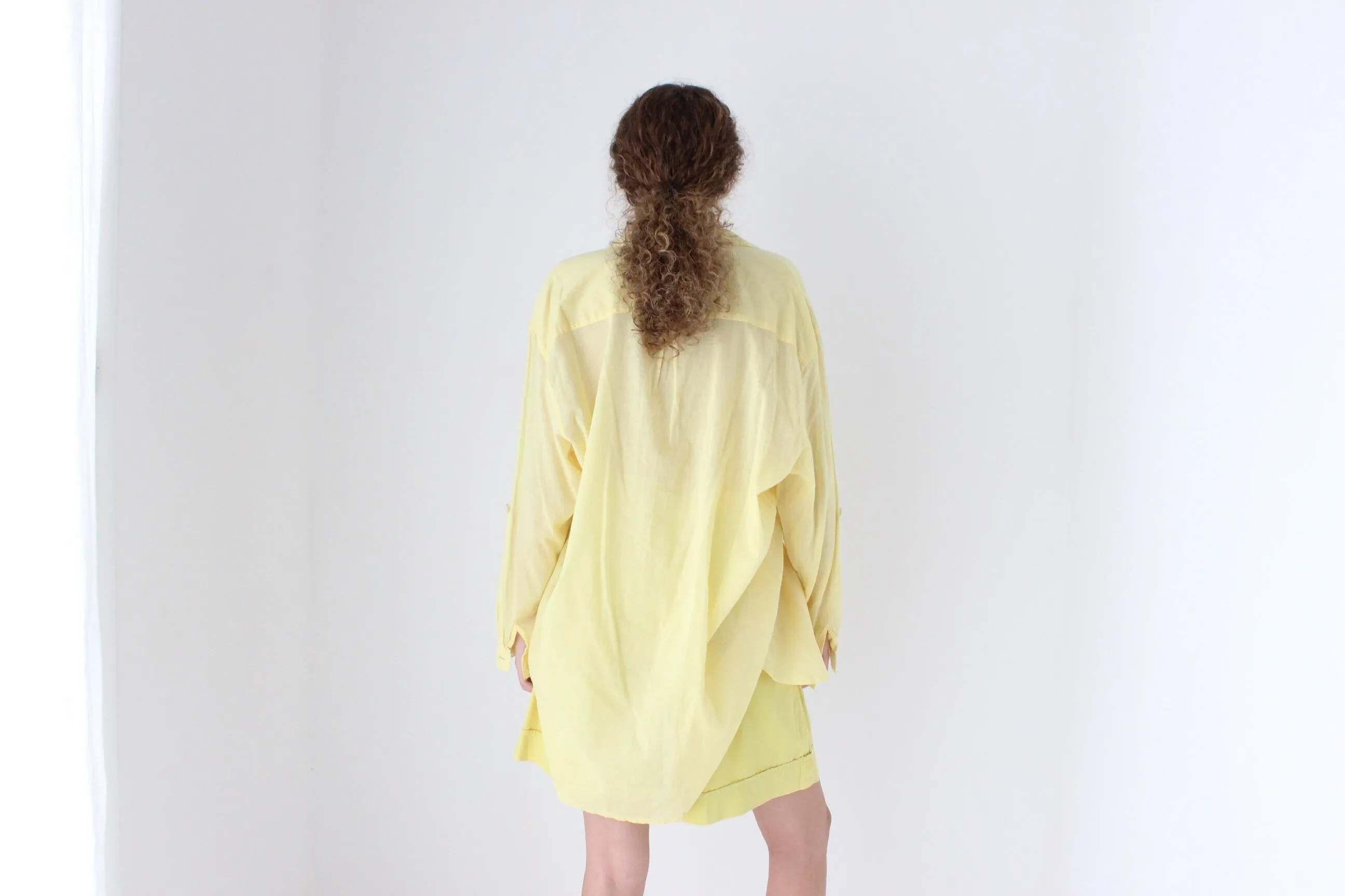 Gorgeous 90s Sheer Cotton Gauze Shirt Dress
