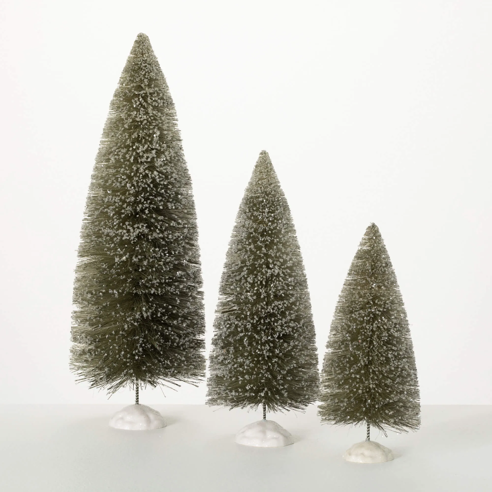 Gray Bottle Brush Tree Set 3