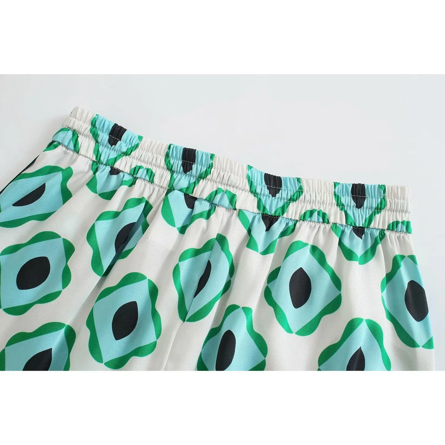 GREEN GEOMETRIC HIGH WAIST PANTS