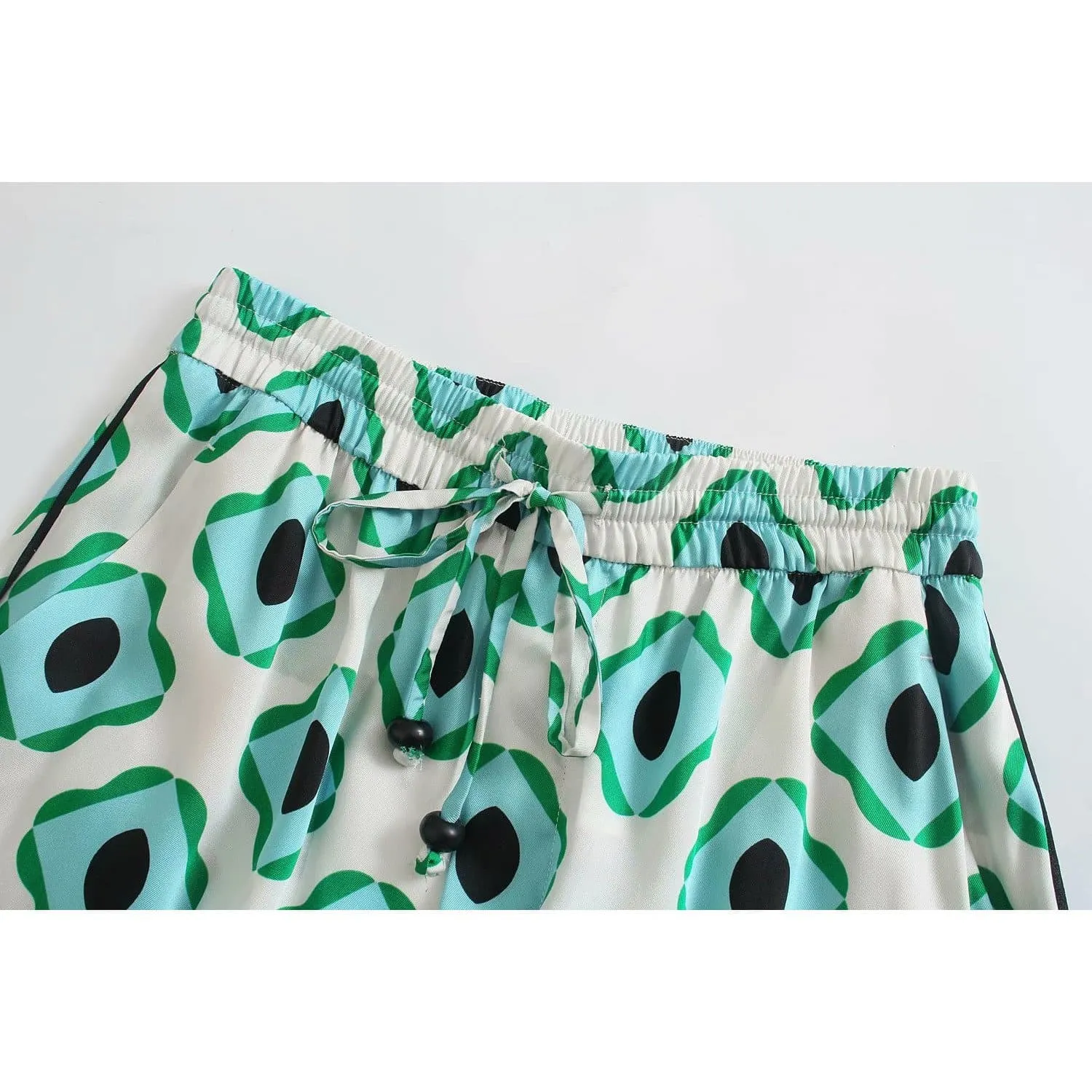 GREEN GEOMETRIC HIGH WAIST PANTS