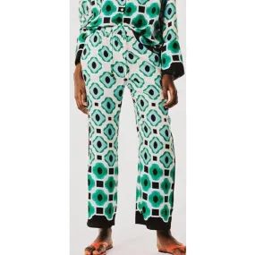 GREEN GEOMETRIC HIGH WAIST PANTS