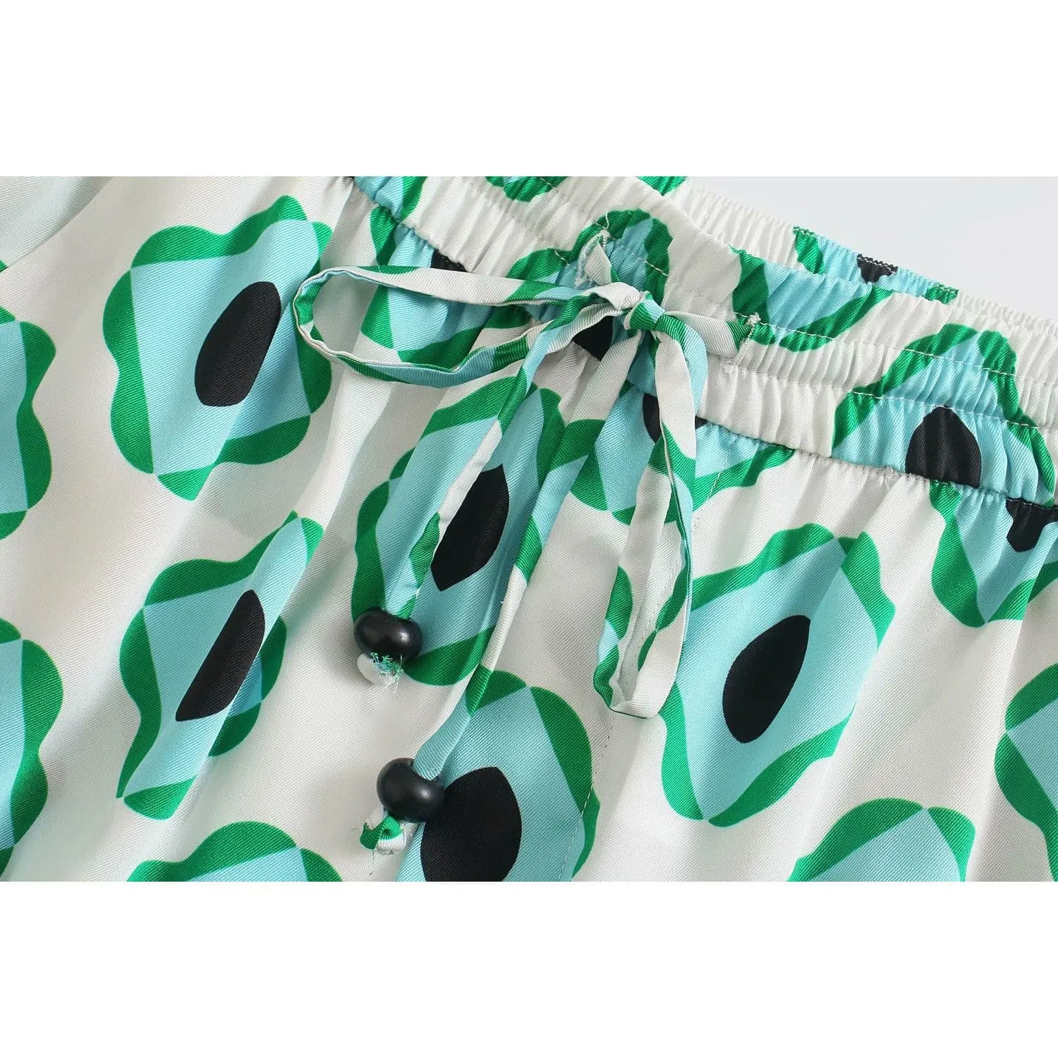 GREEN GEOMETRIC HIGH WAIST PANTS