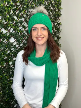 Green Knit Beanie and Scarf Set