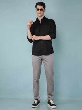 Grey Printed Chinos Trousers