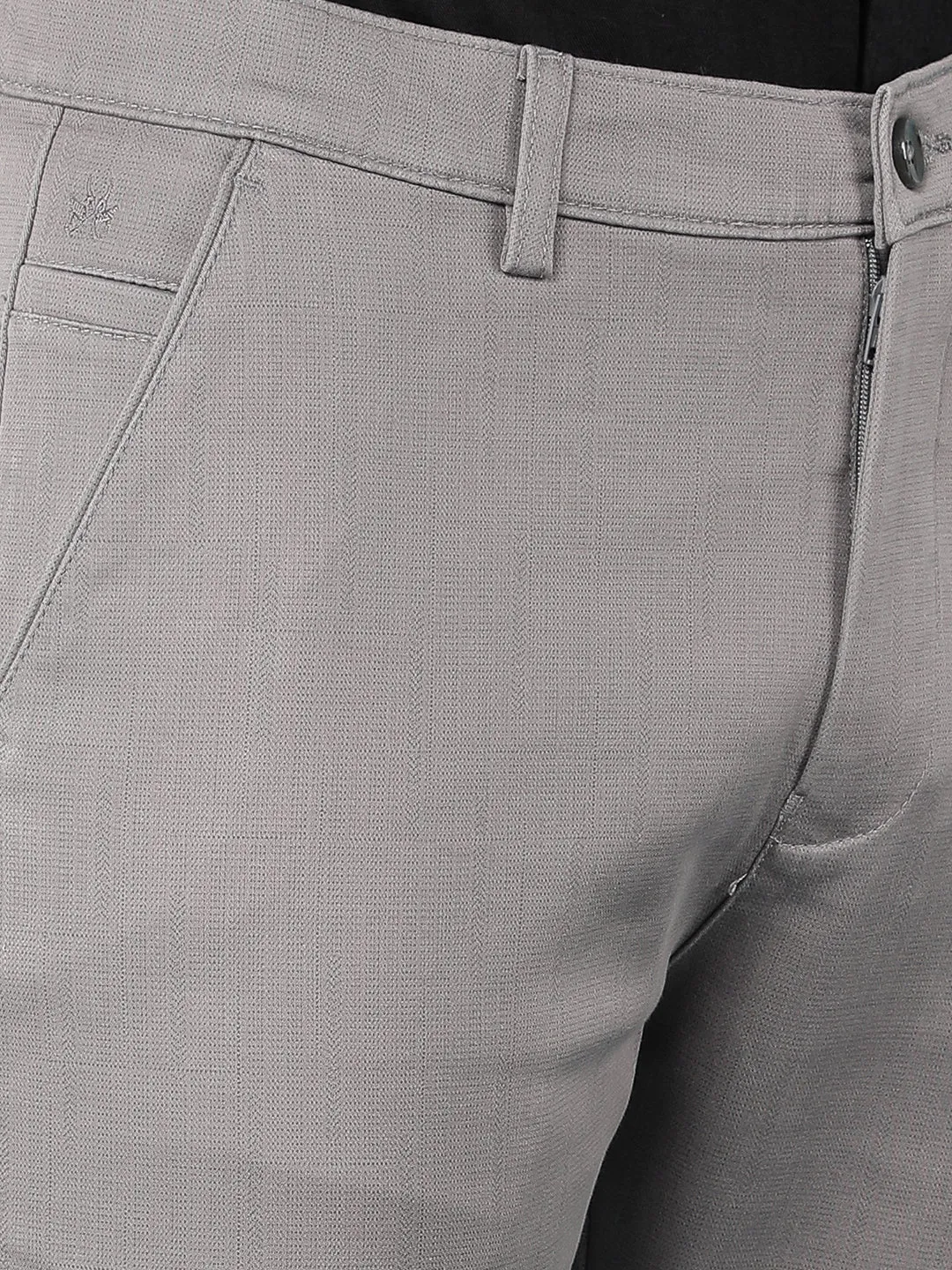 Grey Printed Chinos Trousers