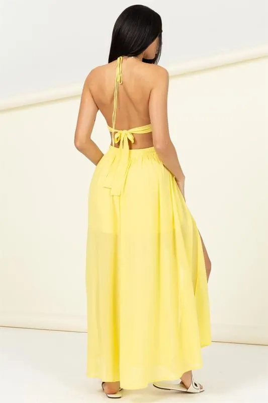 Halter neck cutout maxi dress