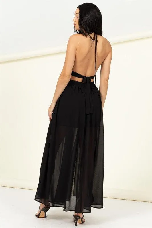 Halter neck cutout maxi dress