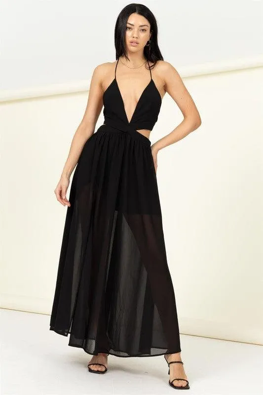 Halter neck cutout maxi dress