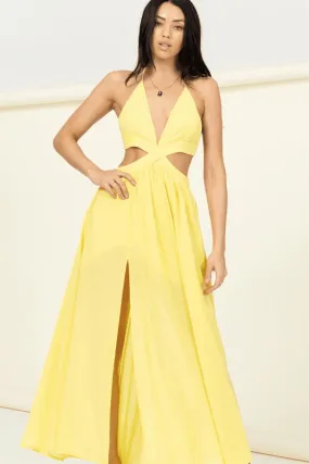 Halter neck cutout maxi dress