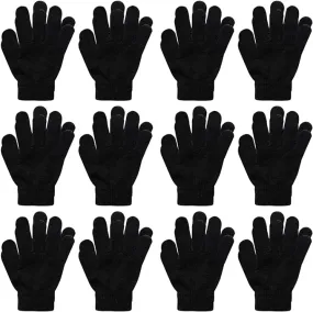 HiFEN® 12 Pairs Kids Magic Gloves Stretchy Winter Warm Magic Gloves kids Full Finger Thermal Gloves Kids For Boys Girls One Size