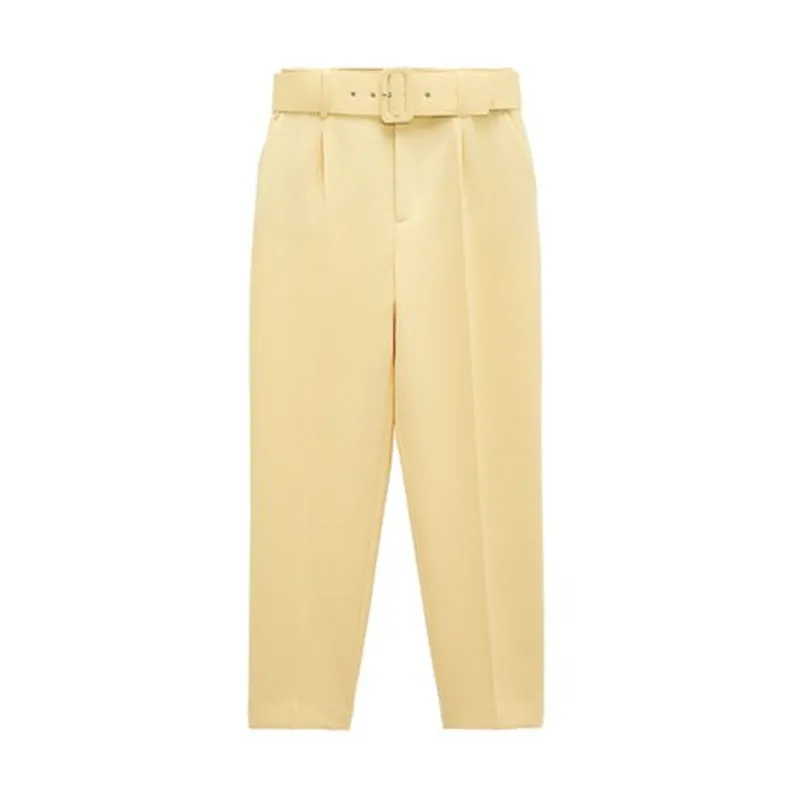 High waist casual cropped pants