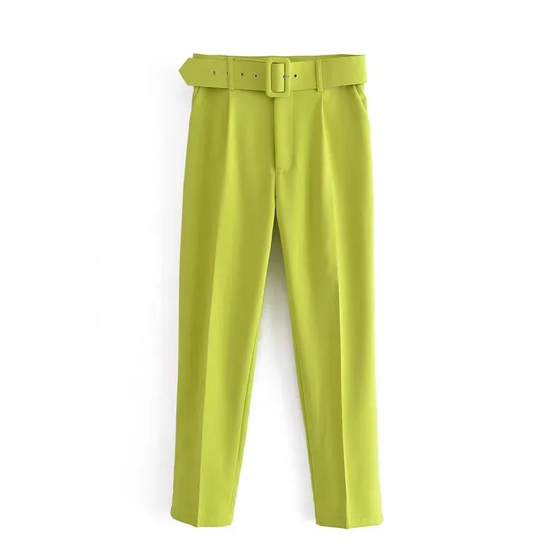 High waist casual cropped pants