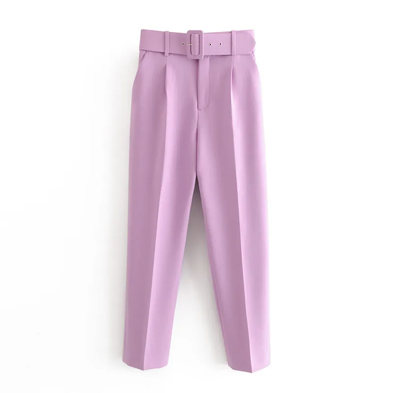 High waist casual cropped pants