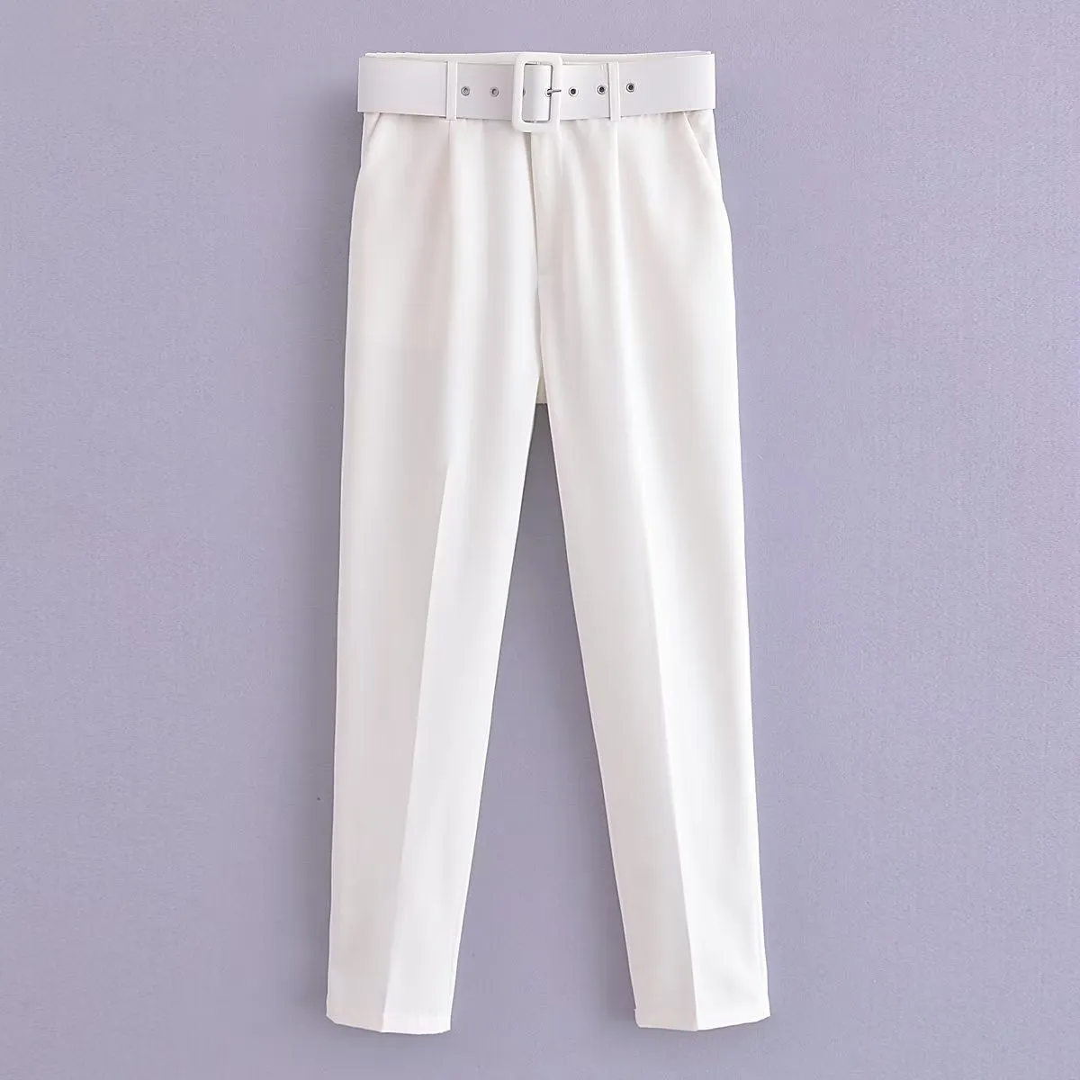 High waist casual cropped pants