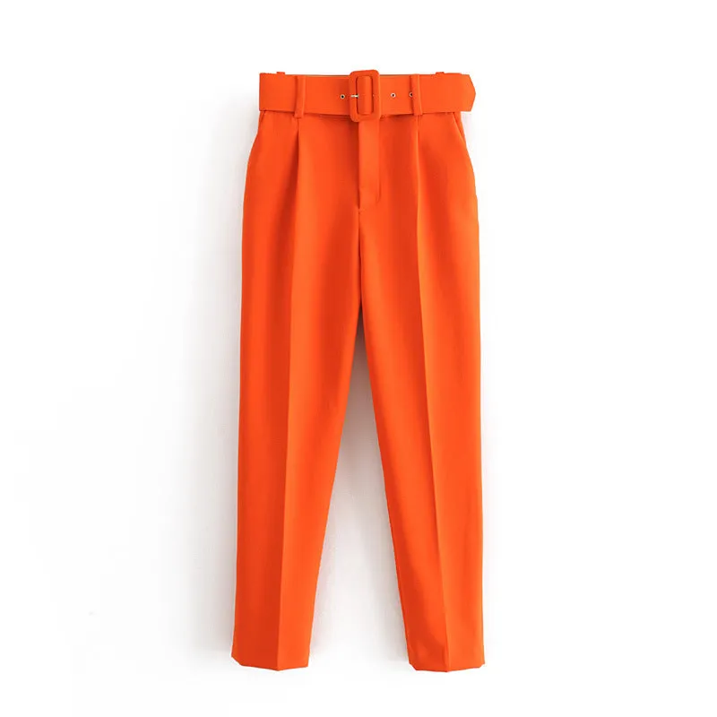 High waist casual cropped pants