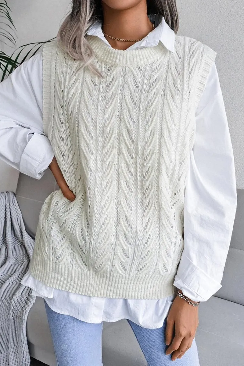 HOLLOW KNIT VEST SWEATER FOR WOMEN