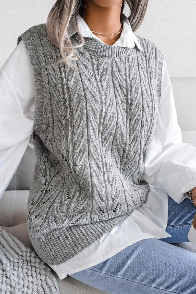 HOLLOW KNIT VEST SWEATER FOR WOMEN