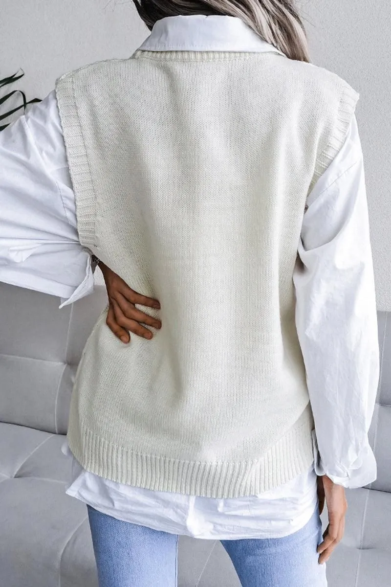 HOLLOW KNIT VEST SWEATER FOR WOMEN