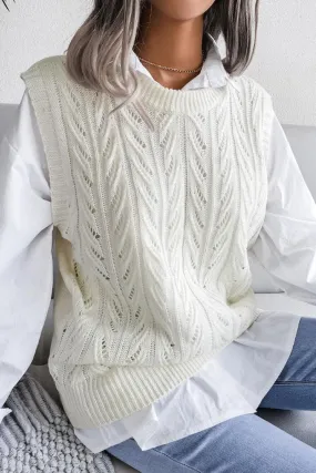 HOLLOW KNIT VEST SWEATER FOR WOMEN