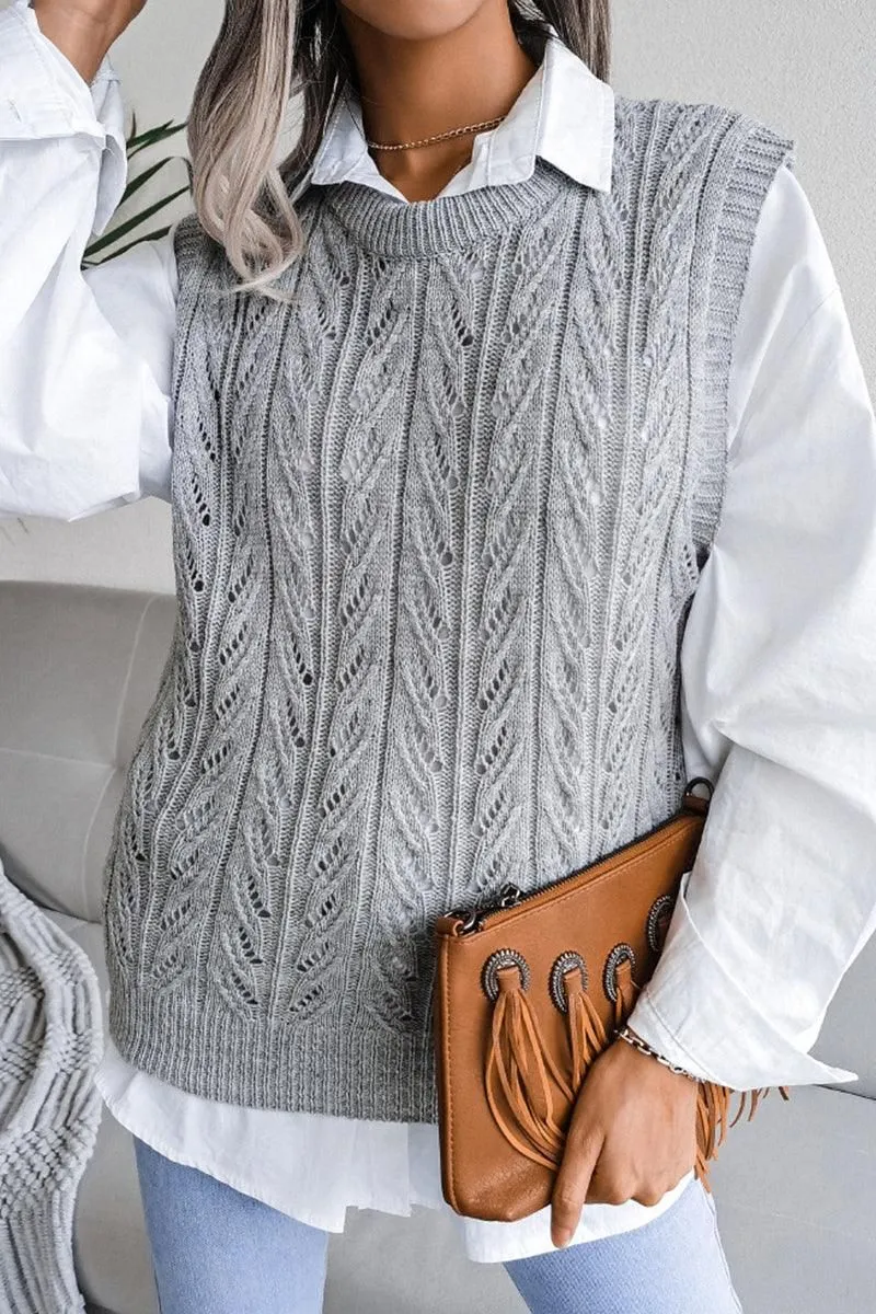 HOLLOW KNIT VEST SWEATER FOR WOMEN